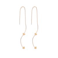 Brass Thread Through Earrings, for woman, golden 