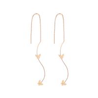 Brass Thread Through Earrings, for woman, golden 