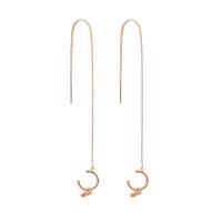 Brass Thread Through Earrings, for woman, golden 