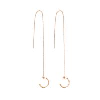 Brass Thread Through Earrings, for woman, golden 