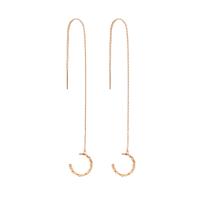 Brass Thread Through Earrings, for woman, golden 