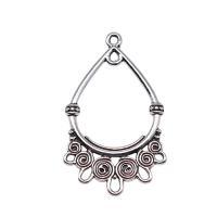 Zinc Alloy Charm Connector, Teardrop, antique silver color plated, vintage & 1/5 loop 