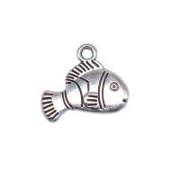 Pendentifs animaux en alliage de zinc, poisson, Plaqué de couleur d'argent, Vintage & unisexe Vendu par PC