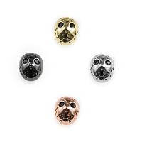 Rhinestone Brass Beads, Skull, plated, DIY & with rhinestone 