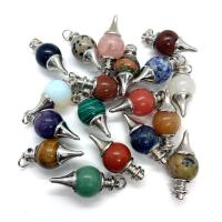 Gemstone Zinc Alloy Pendants, Natural Stone, with Zinc Alloy, platinum color plated & Unisex 