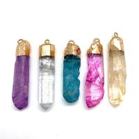 Natural Quartz Pendants, with Brass, irregular, gold color plated, Unisex 10x39- 