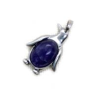 Gemstone Zinc Alloy Pendants, Natural Stone, with Zinc Alloy, Penguin, platinum color plated & Unisex 