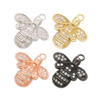 Cubic Zirconia Micro Pave Brass Pendant, Bee, plated, micro pave cubic zirconia 