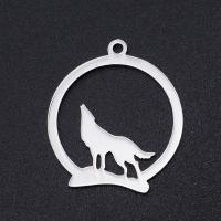 Edelstahl Tier Anhänger, 201 Edelstahl, Wolf, Vakuum-Ionen-Beschichtung, DIY & unisex, keine, 23x20mm, 5PCs/Tasche, verkauft von Tasche