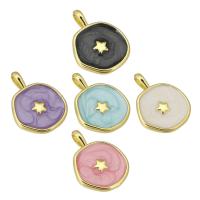 Enamel Brass Pendants, gold color plated Approx 2mm 