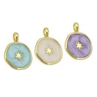 Enamel Brass Pendants, gold color plated Approx 2mm 