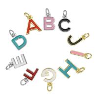 Enamel Brass Pendants, Alphabet Letter, plated 10*11*1mm,8*12*1mm,9*11*1mm,9*12*1mm Approx 3mm 