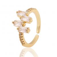 Brass Cuff Finger Ring, gold color plated, Adjustable & micro pave cubic zirconia & for woman 