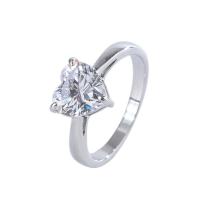 Anneau de cuivre de Zircon, laiton, coeur, normes différentes pour le choix & pavé de micro zircon & pour femme Vendu par PC