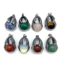 Gemstone Zinc Alloy Pendants, Natural Stone, with Zinc Alloy, platinum color plated & Unisex 