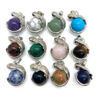 Gemstone Zinc Alloy Pendants, Natural Stone, with Zinc Alloy, platinum color plated & Unisex 