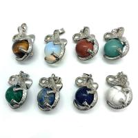 Gemstone Zinc Alloy Pendants, Natural Stone, with Zinc Alloy, platinum color plated & Unisex 