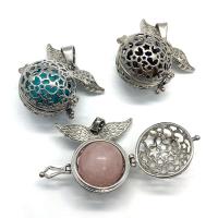 Gemstone Zinc Alloy Pendants, Natural Stone, with Zinc Alloy, platinum color plated & Unisex 