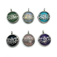 Gemstone Zinc Alloy Pendants, Natural Stone, with Zinc Alloy, Flat Round, platinum color plated & Unisex 