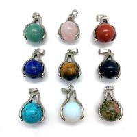 Gemstone Zinc Alloy Pendants, Natural Stone, with Zinc Alloy, platinum color plated & Unisex 