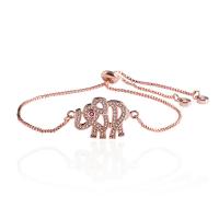 Cubic Zirconia Micro Pave Brass Bracelet, Elephant, plated, micro pave cubic zirconia .87 Inch 