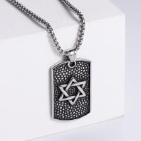 Edelstahl Schmuck Halskette, 304 Edelstahl, Hexagram, Vakuum-Ionen-Beschichtung, Modeschmuck & verschiedene Stile für Wahl & für den Menschen, keine, 48x29mm, Länge:60 cm, verkauft von PC