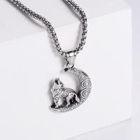 Stainless Steel Jewelry Necklace, 304 Stainless Steel, Wolf, Vacuum Ion Plating, vintage & fashion jewelry & Unisex cm 