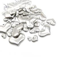 pendentifs de cœur en inox , Acier inoxydable 304, coeur, Placage sous vide, DIY & normes différentes pour le choix, argent, Vendu par PC