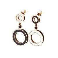 Acier titane Boucle d'oreille goutte, Plaqué de couleur d'or rose, pour femme, couleur or rose, 13mm,7mm, Vendu par paire