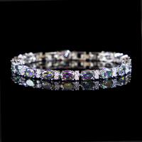 Cubic Zirconia Micro Pave Brass Bracelet, platinum plated, micro pave cubic zirconia & for woman Approx 7 Inch 