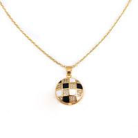 Titanium Steel Jewelry Necklace, gold color plated & micro pave cubic zirconia & for woman & enamel 