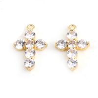 Cubic Zirconia Brass Pendants, with Cubic Zirconia, Cross, Unisex, golden 