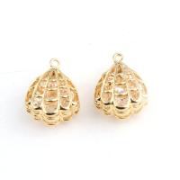 Cubic Zirconia Brass Pendants, with Cubic Zirconia, Unisex & faceted & hollow, golden 