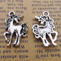 Pendentifs animaux en alliage de zinc, Licorne, Placage de couleur argentée, bijoux de mode, argent Vendu par sac