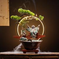 Incense Smoke Flow Backflow Holder Ceramic Incense Burner, Porcelain, handmade, for home and office & durable & with LED light 