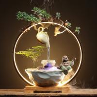 Incense Smoke Flow Backflow Holder Ceramic Incense Burner, Porcelain, handmade, for home and office & durable & with LED light 