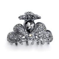 Hair Claw Clips, Zinc Alloy, with Crystal, antique silver color plated, for woman & with rhinestone 