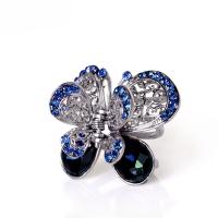 Hair Claw Clips, Zinc Alloy, with Crystal, Butterfly, gold color plated, Unisex & with rhinestone & hollow 