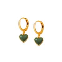 Huggie Hoop Drop Earring, Zinc Alloy, Heart, gold color plated, fashion jewelry & for woman & enamel, 24.76mm 