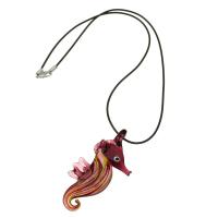 Collier en Murano bijoux, chalumeau, avec corde de cire, hippocampe, bijoux de mode & pour femme, Couleur aléatoire .5 pouce, Vendu par PC