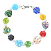 Pulseras de cristal de Murano, con Piedra lunar & aleación de zinc, Joyería & para mujer, multicolor, longitud:8 Inch, Vendido por Sarta