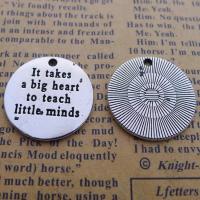 Zinc Alloy Message Pendants, Round, silver color plated, fashion jewelry, silver color 