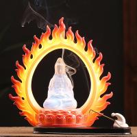 Incense Smoke Flow Backflow Holder Ceramic Incense Burner, Porcelain, half handmade, for home and office & durable & with LED light 