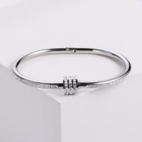 Stainless Steel Bangle, 316 Stainless Steel, Donut, Vacuum Ion Plating, fashion jewelry & for woman & with rhinestone 