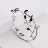 Stainless Steel Bangle, 316 Stainless Steel, Donut, Vacuum Ion Plating, fashion jewelry & for woman & with rhinestone 