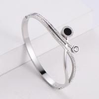 Stainless Steel Bangle, 316 Stainless Steel, Donut, Vacuum Ion Plating, fashion jewelry & for woman & with rhinestone 