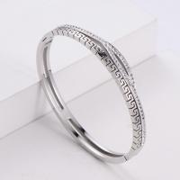 Stainless Steel Bangle, 316 Stainless Steel, Donut, Vacuum Ion Plating, fashion jewelry & for woman & with rhinestone 