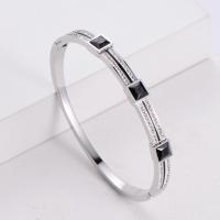 Stainless Steel Bangle, 316 Stainless Steel, Donut, Vacuum Ion Plating, fashion jewelry & for woman & with rhinestone 