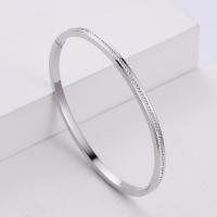 Stainless Steel Bangle, 316 Stainless Steel, Donut, Vacuum Ion Plating, fashion jewelry & for woman & with rhinestone 