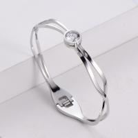 Stainless Steel Bangle, 316 Stainless Steel, Donut, Vacuum Ion Plating, fashion jewelry & for woman & with rhinestone 